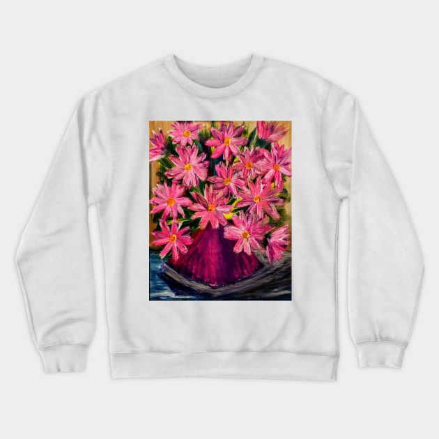 Some fun bright pink flowers Crewneck Sweatshirt by kkartwork